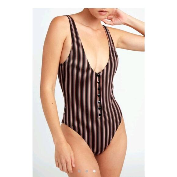 RVCA Bandit Striped Cheeky Bathing Suit One Piece Urban Outfitters Small - Picture 4 of 15